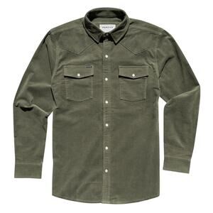 Poncho Men's Olive Green Corduroy Button-Down Shirt